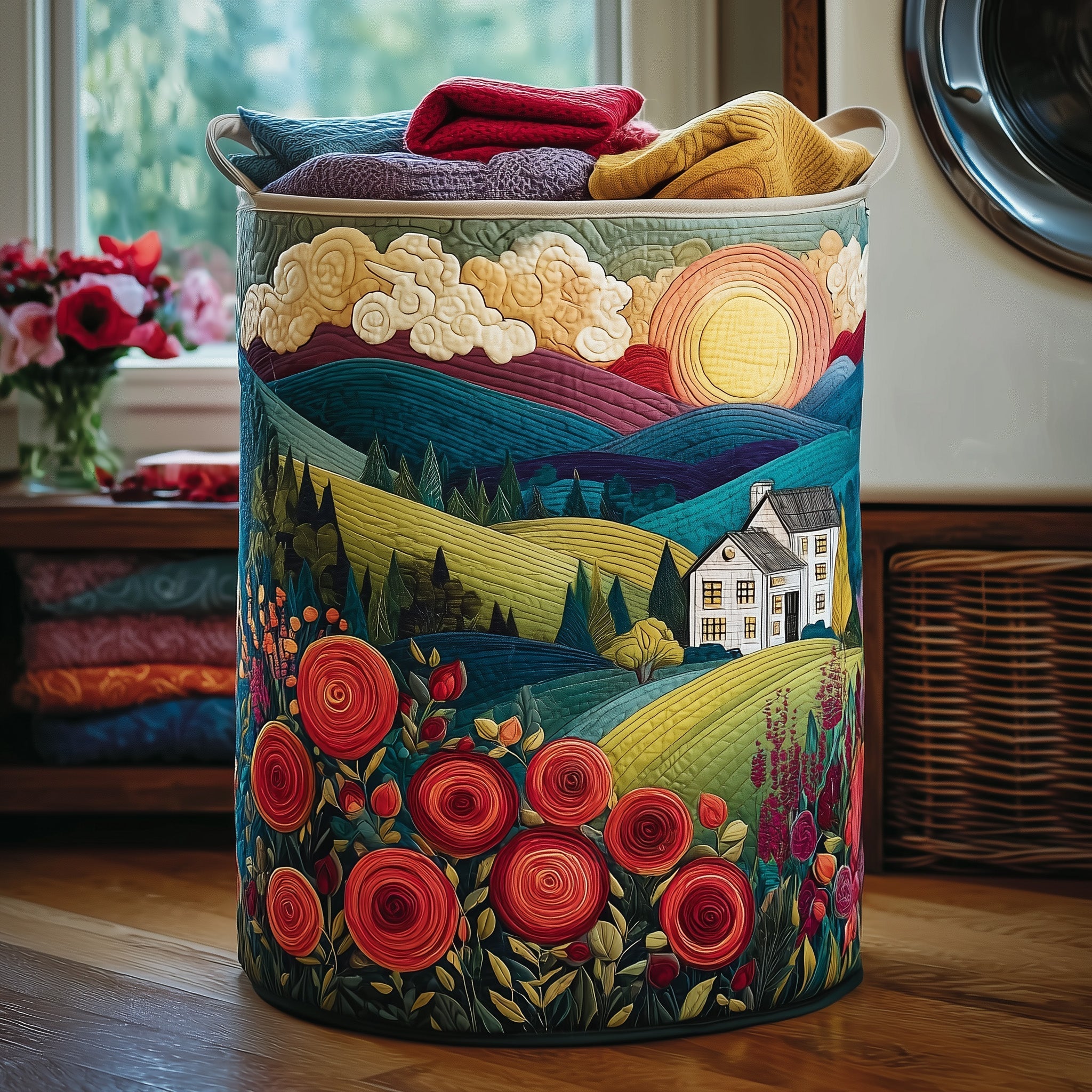 Blooming Hill Quilted Laundry Basket GFTONL5933