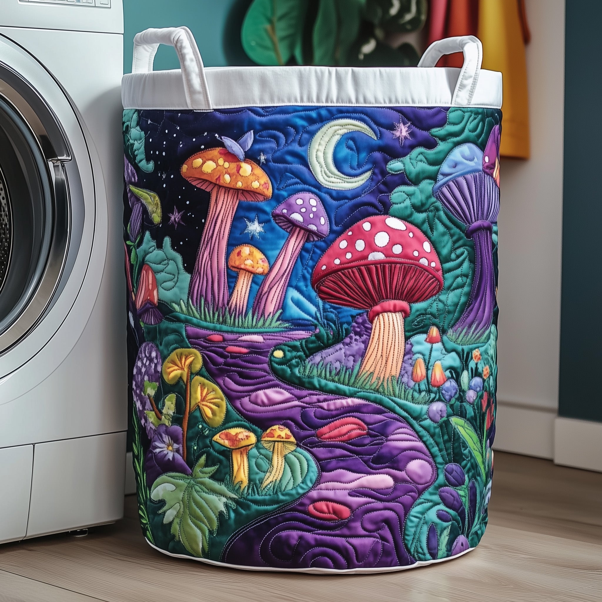 Moonlit Toadstool Quilted Laundry Basket GFTONT3157