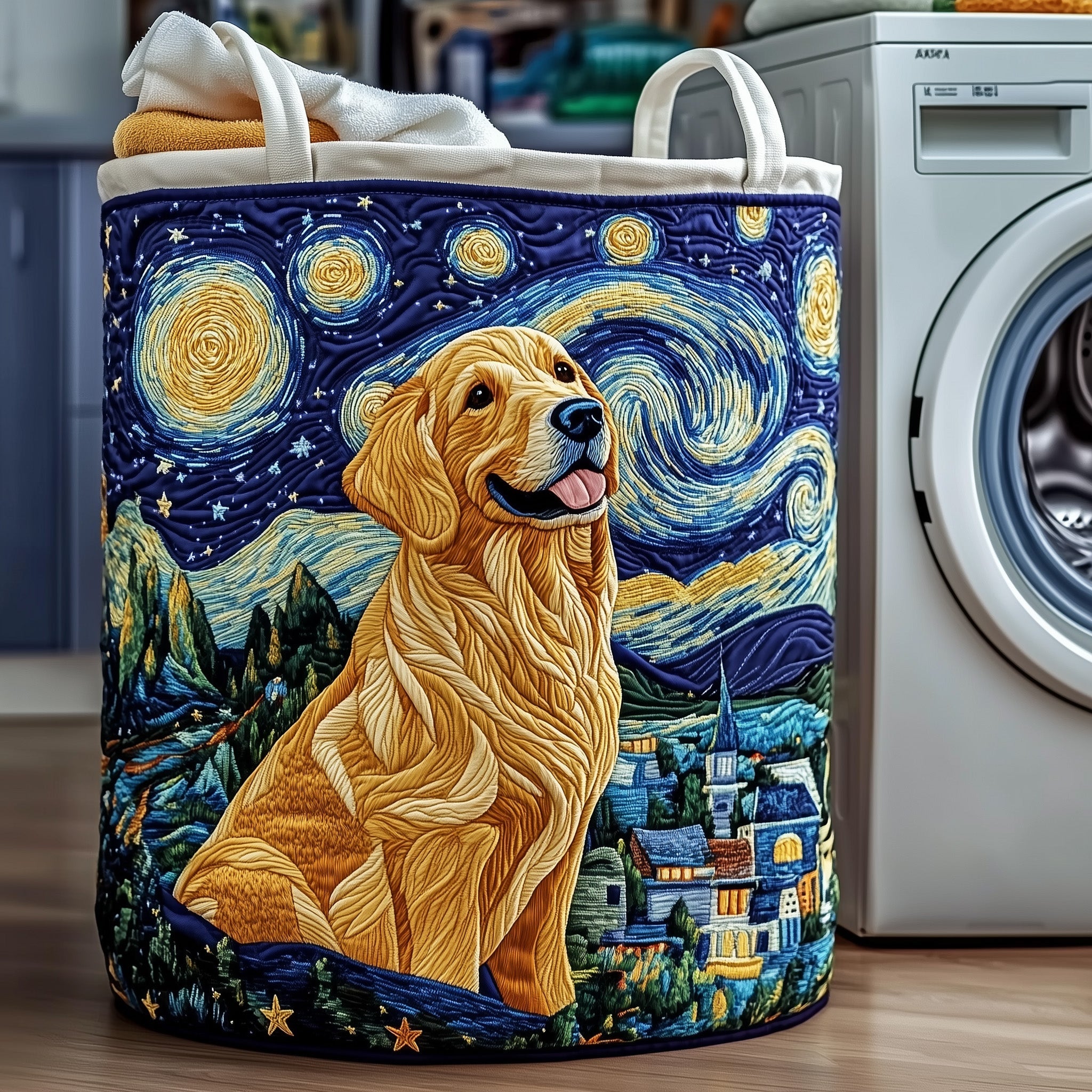 Golden Retriever Quilted Laundry Basket GFTOTG800