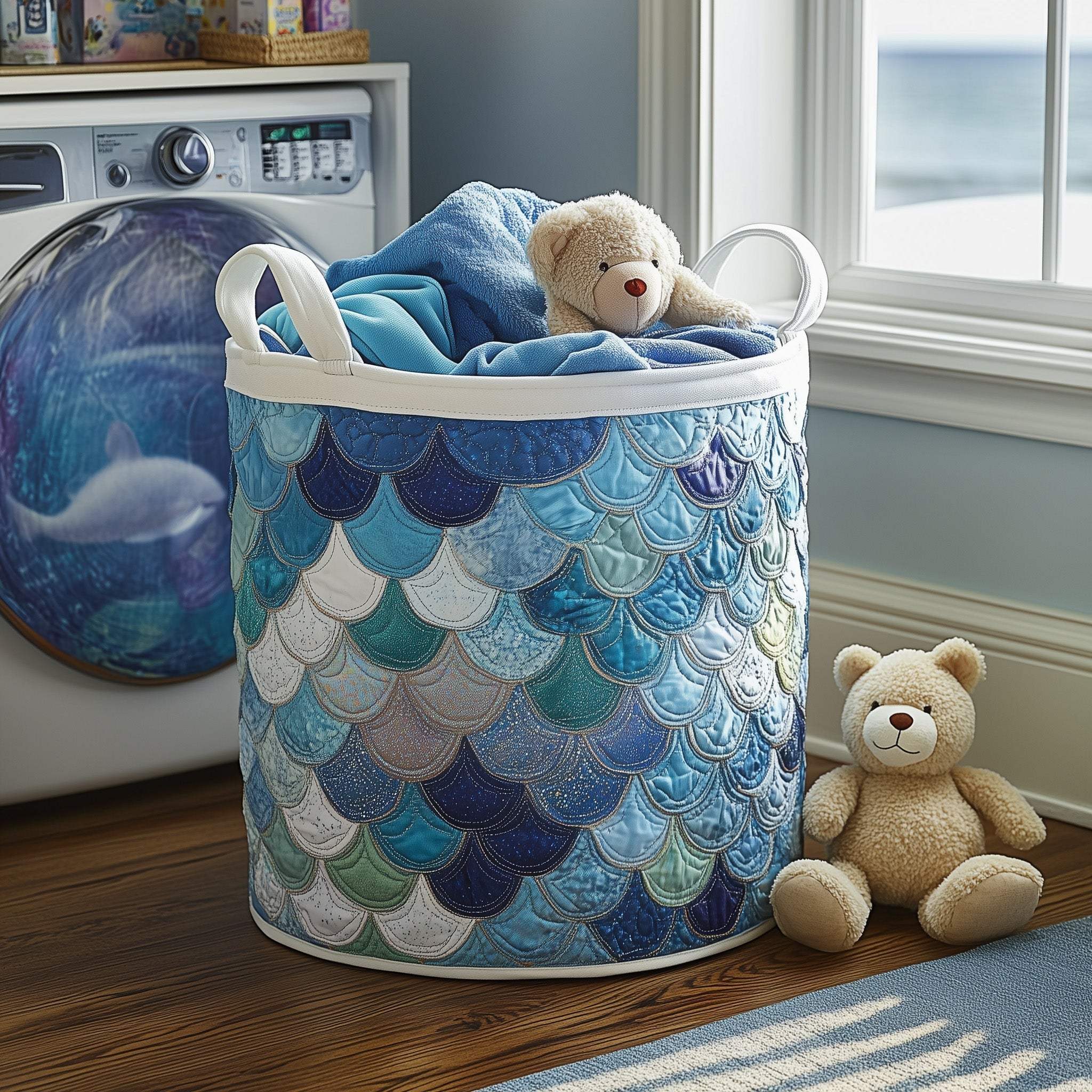 Elegant Mermaid Quilted Laundry Basket GFTOTL4688