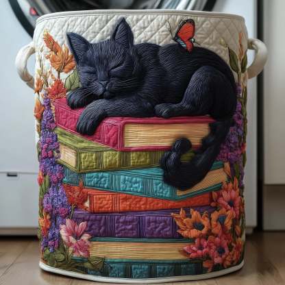 Purrfect Pages Quilted Laundry Basket GFTOTP11627