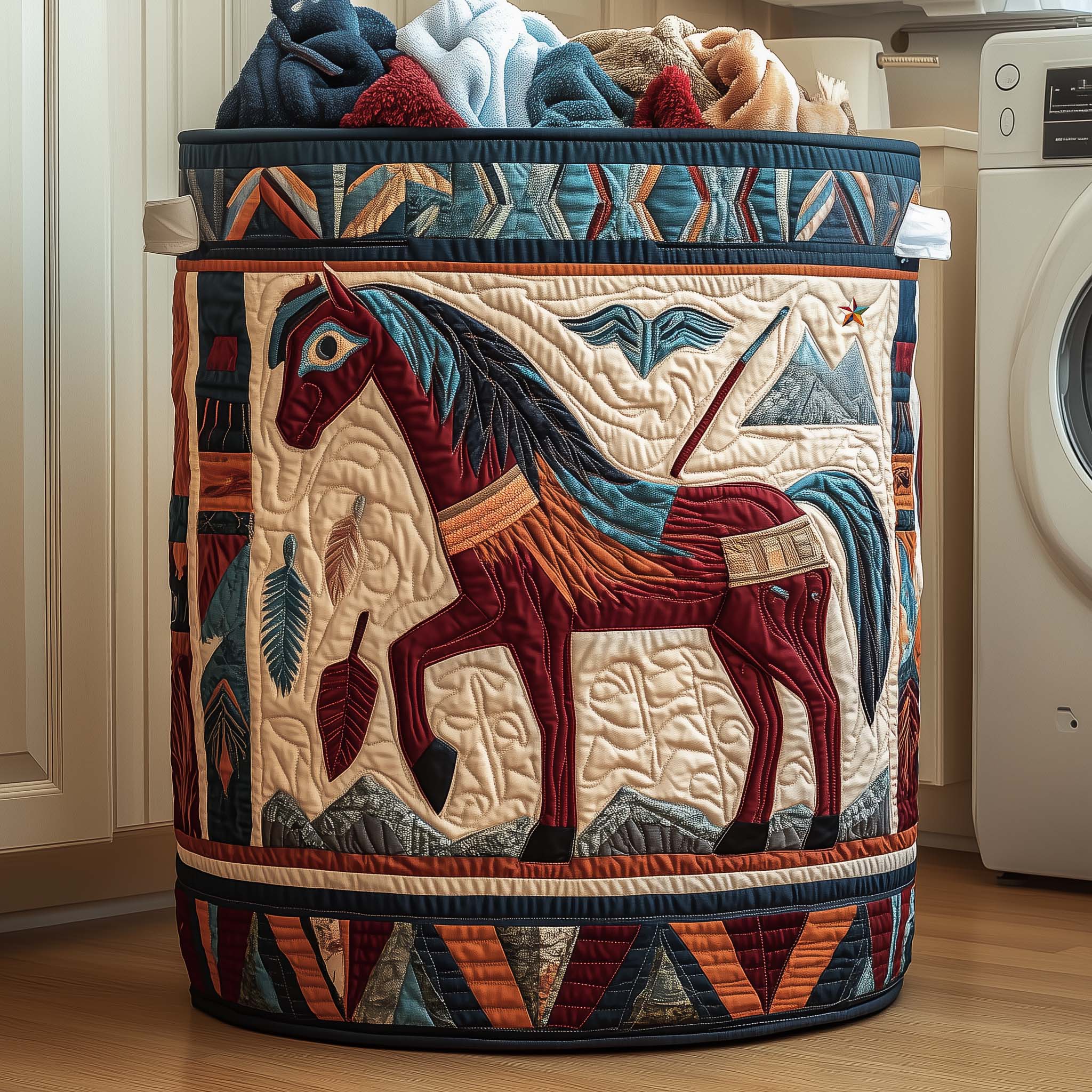 Native Horse Quilted Laundry Basket GFTOYC2665