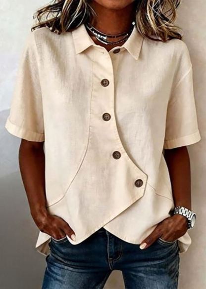 Asymmetrical Placket Button Down Shirt