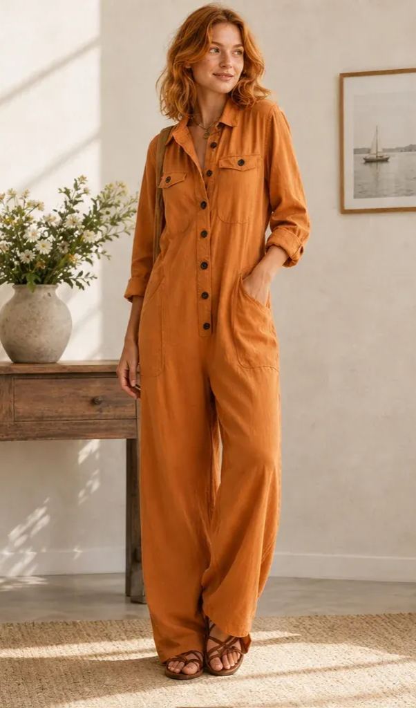 ✨ TODAY ONLY — 50% OFF ✨ Women's Relaxed Wide‑Leg Cargo Jumpsuit