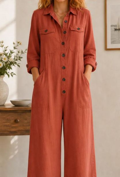 ✨ TODAY ONLY — 50% OFF ✨ Women's Relaxed Wide‑Leg Cargo Jumpsuit