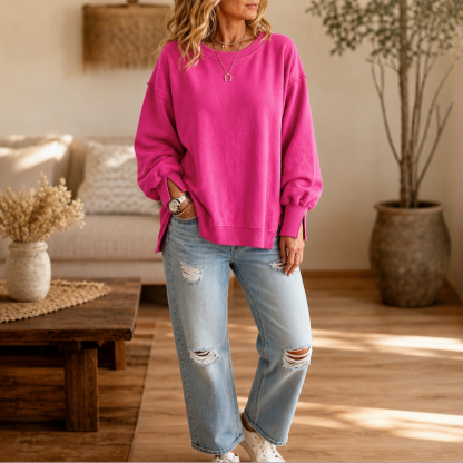 Exposed-Seam Cut-Out Cuff Women's Sweatshirt