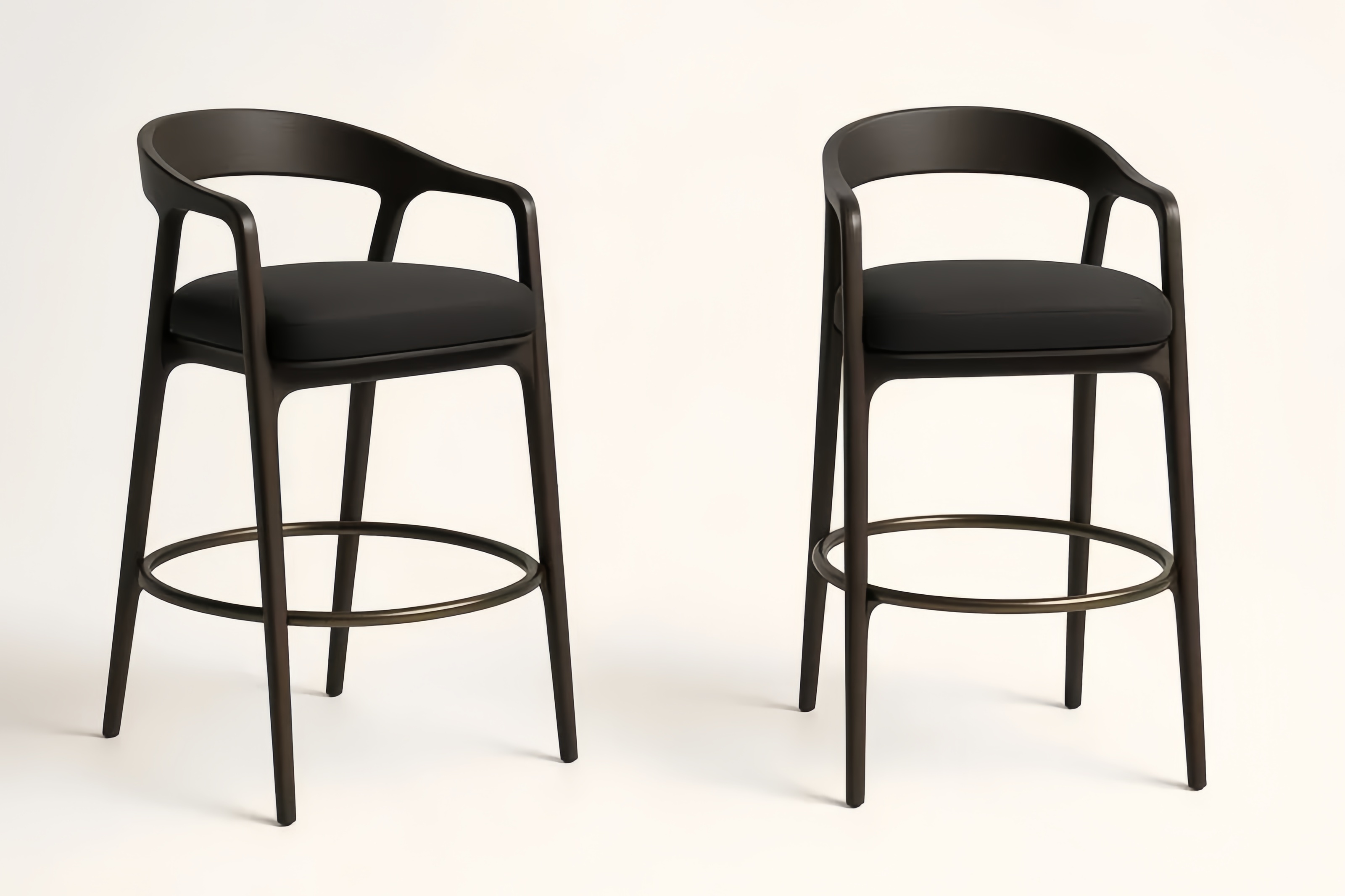 Chaises de Bar en Bois et Tissu Noir