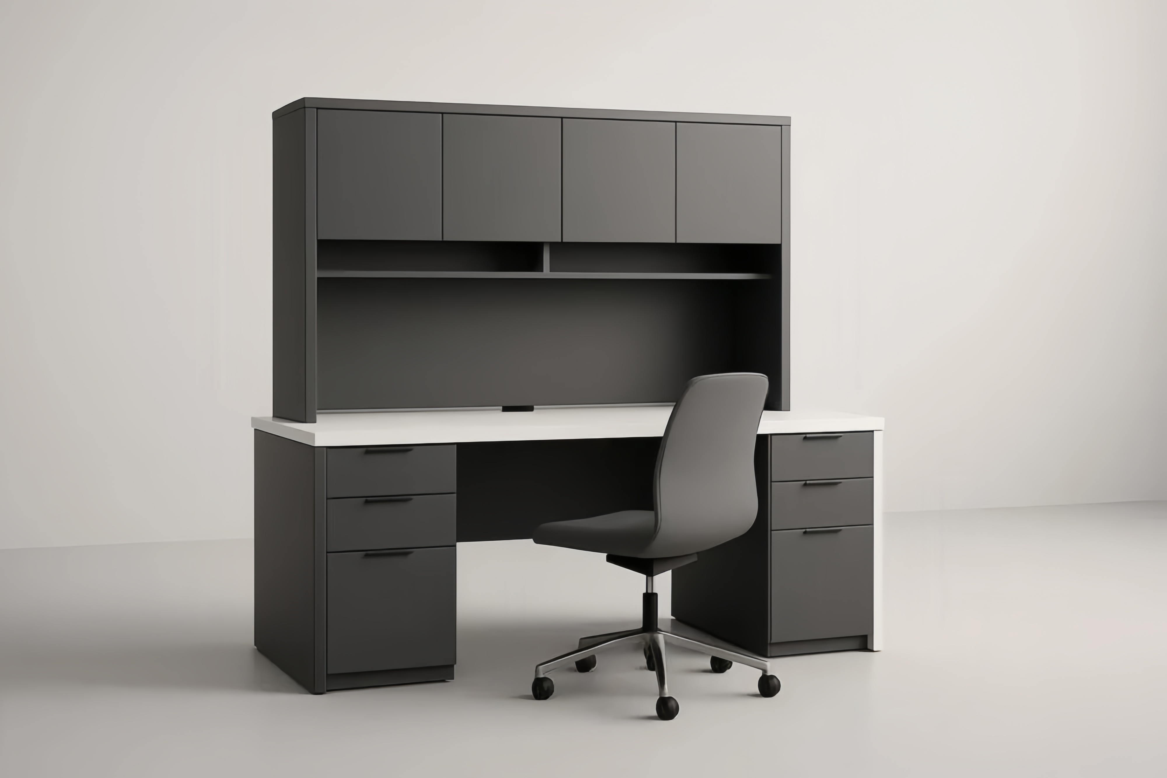 Bureau avec Rangement en MDF et Chaise Noire