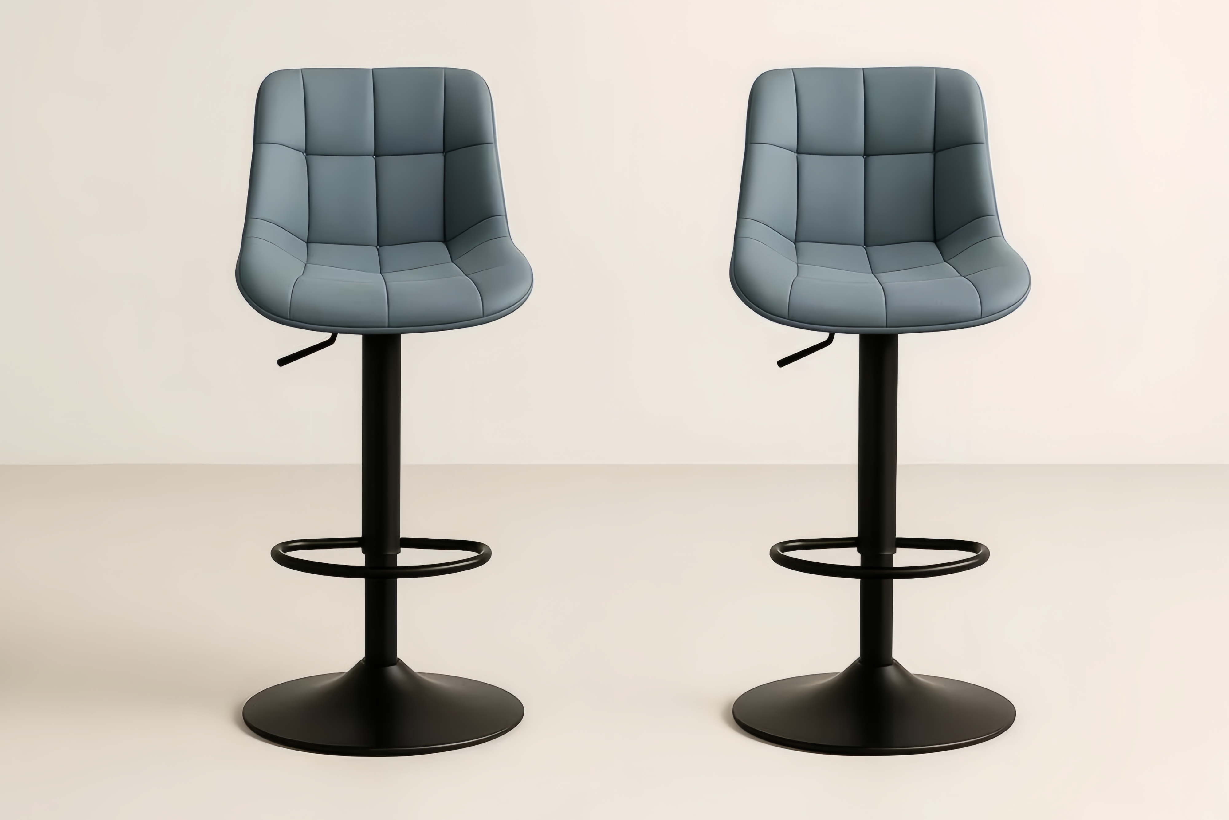 Lot de 2 Tabourets de Bar Réglables en Hauteur en Tissu et Aluminium Bleu