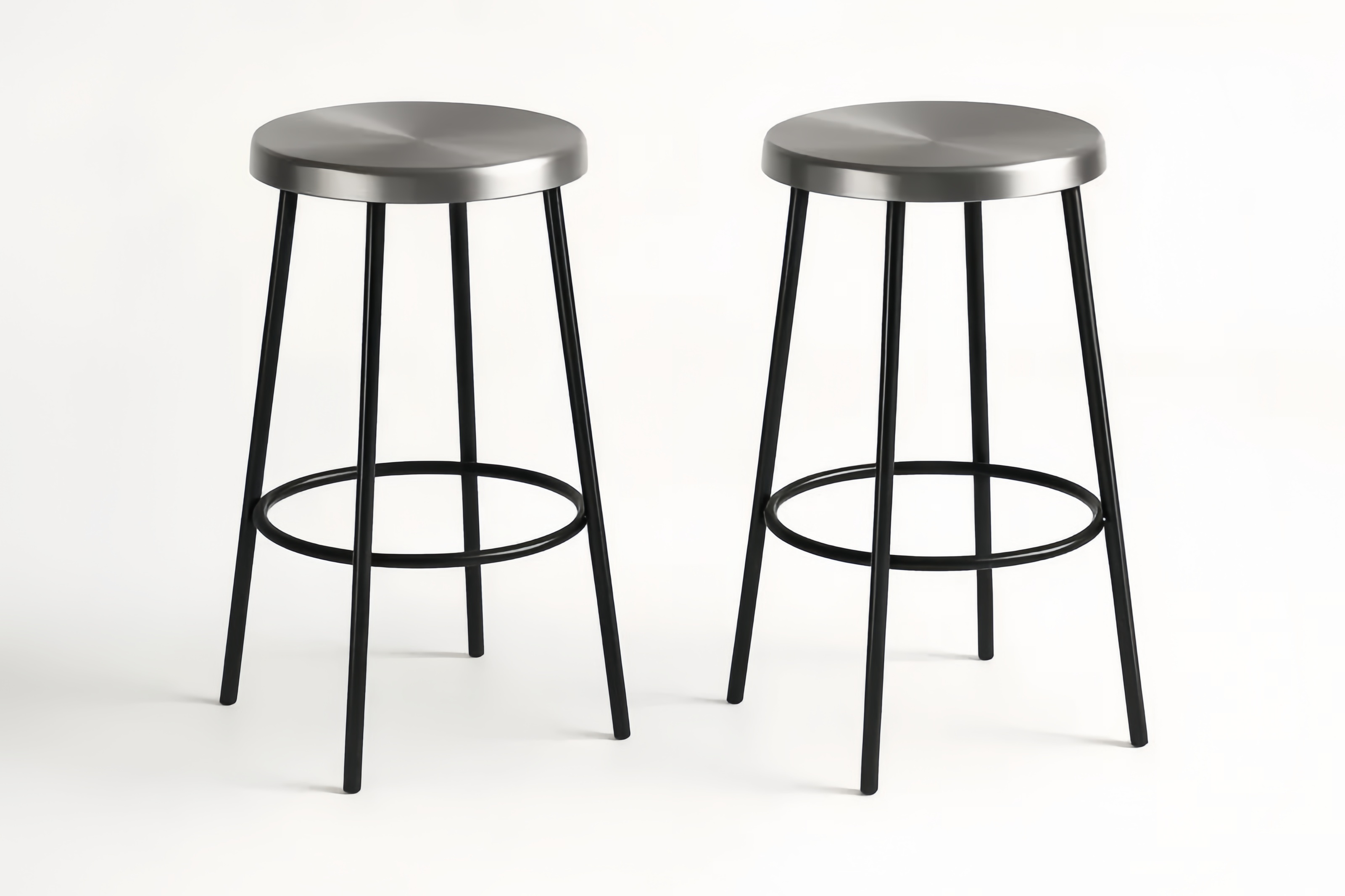 Tabourets de bar en métal noir et acier brossé lot de 2