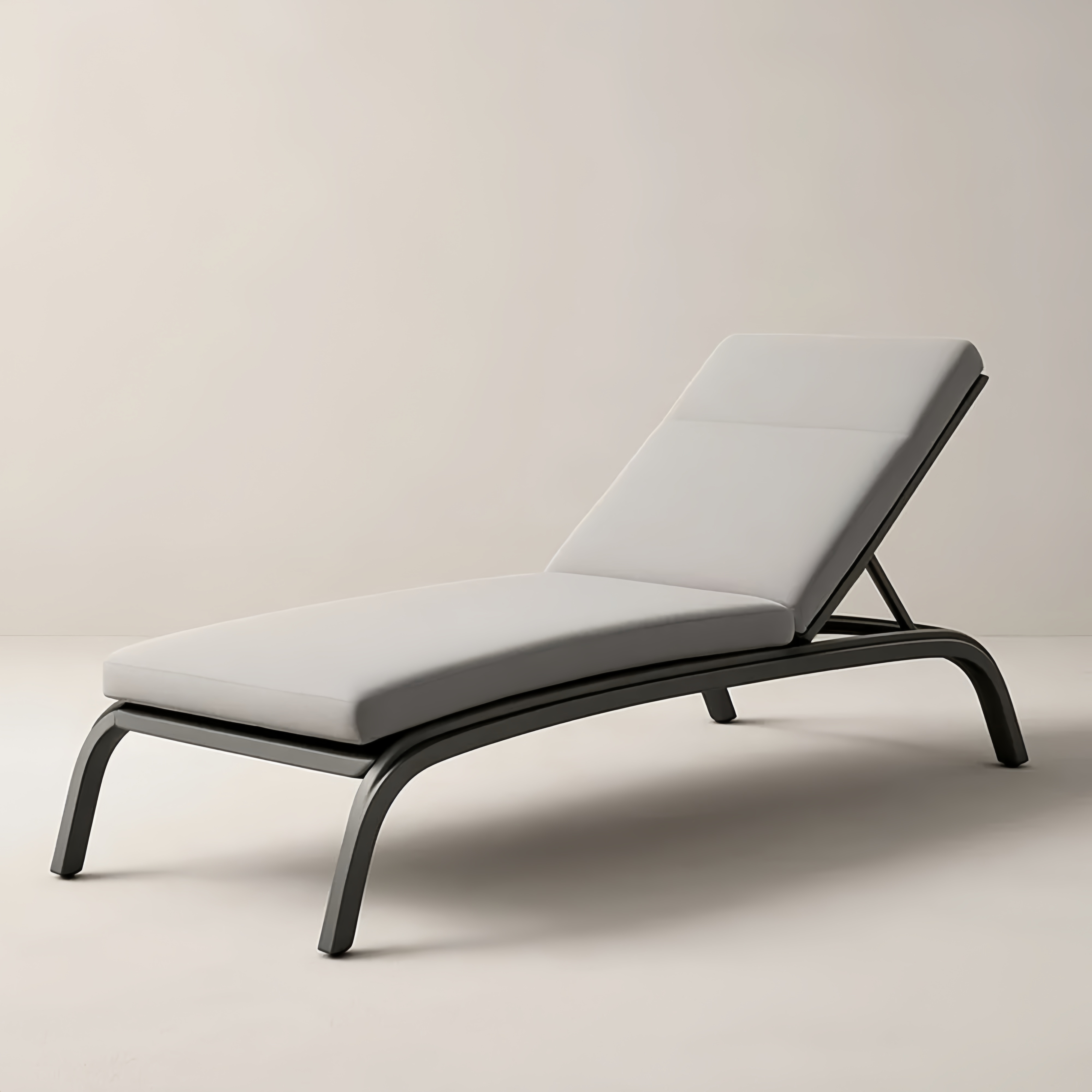 Chaise Longue Réglable en Aluminium et Coussin en Polyester Gris