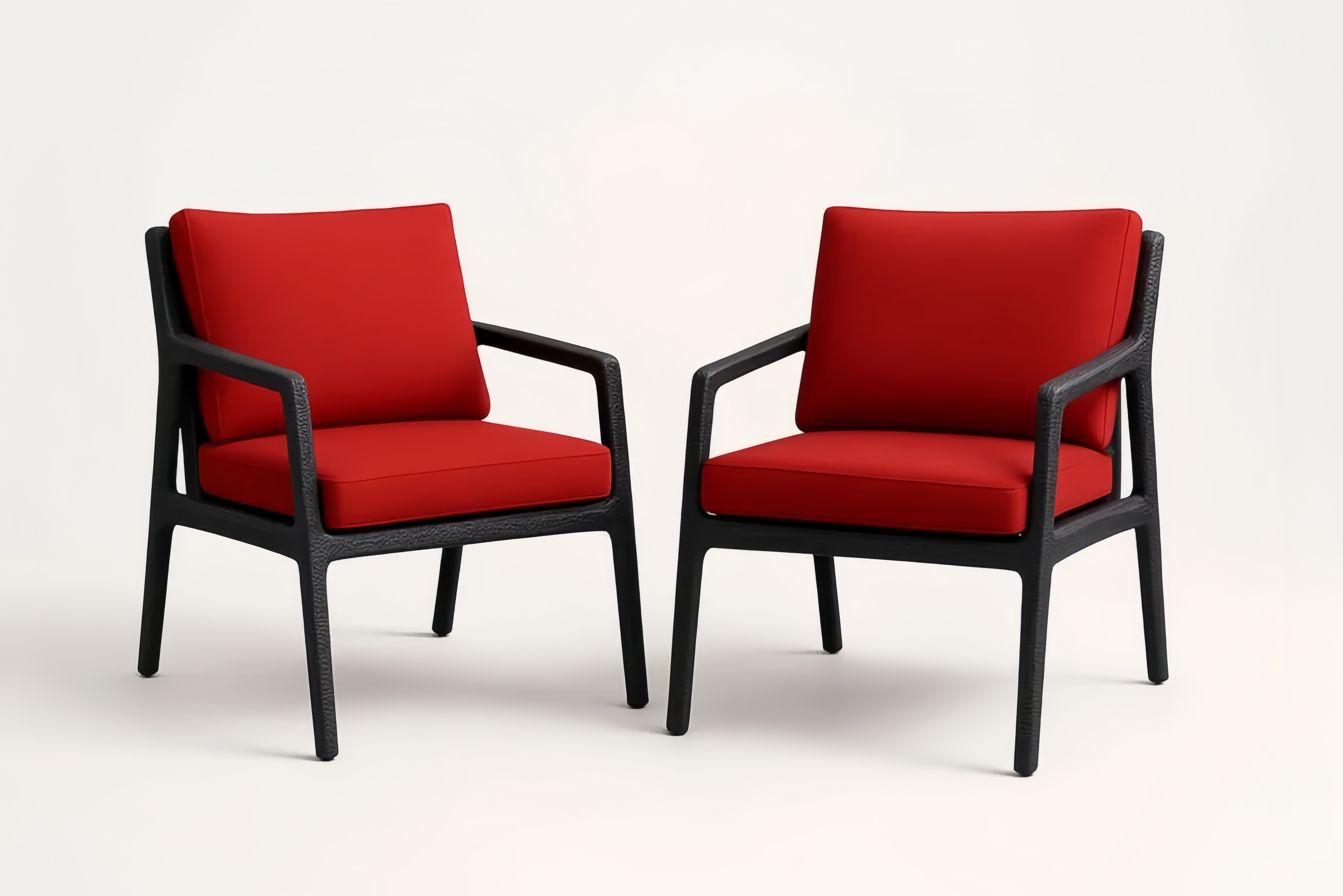 Set de 2 fauteuils en aluminium rouge avec coussins en polyester