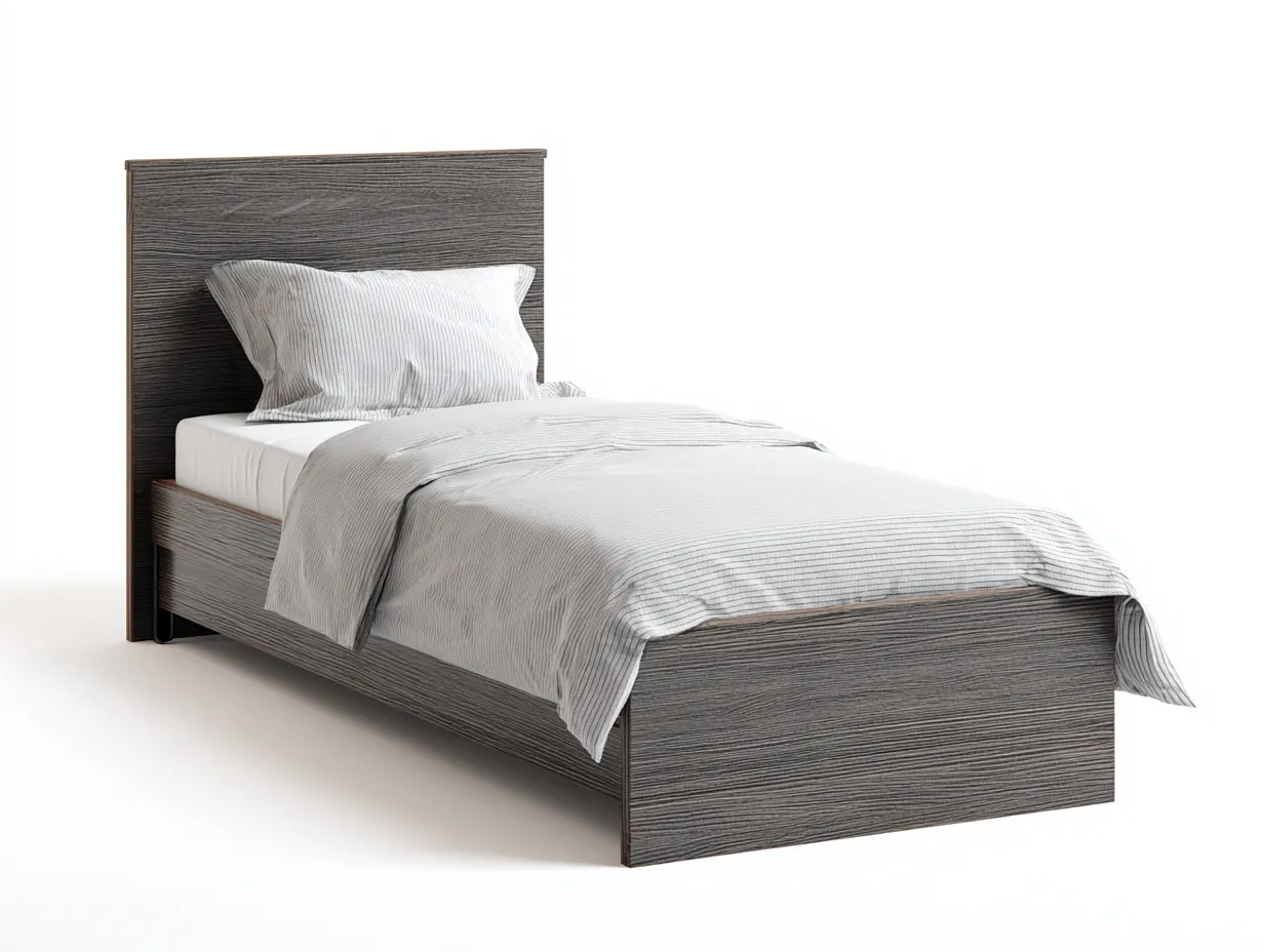 Lit simple 200x90x85 cm - bois gris - structure en panneaux bois - design moderne pour chambre-Loftupshop