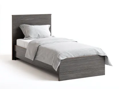 Lit simple 200x90x85 cm - bois gris - structure en panneaux bois - design moderne pour chambre-Loftupshop