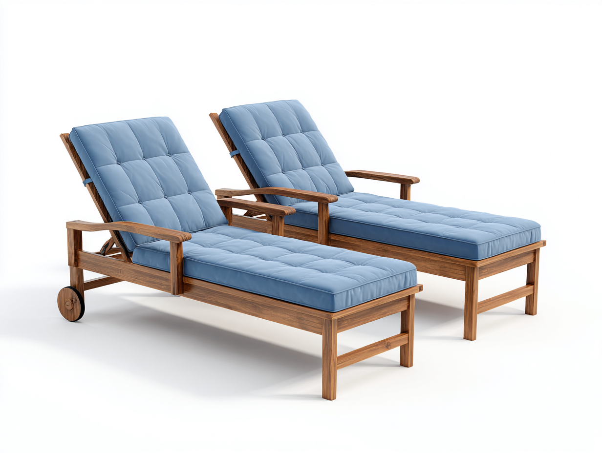 Bain de soleil en bois 200 x 70 x 35 cm - bleu et bois naturel - pour jardin - dossier réglable-Loftupshop