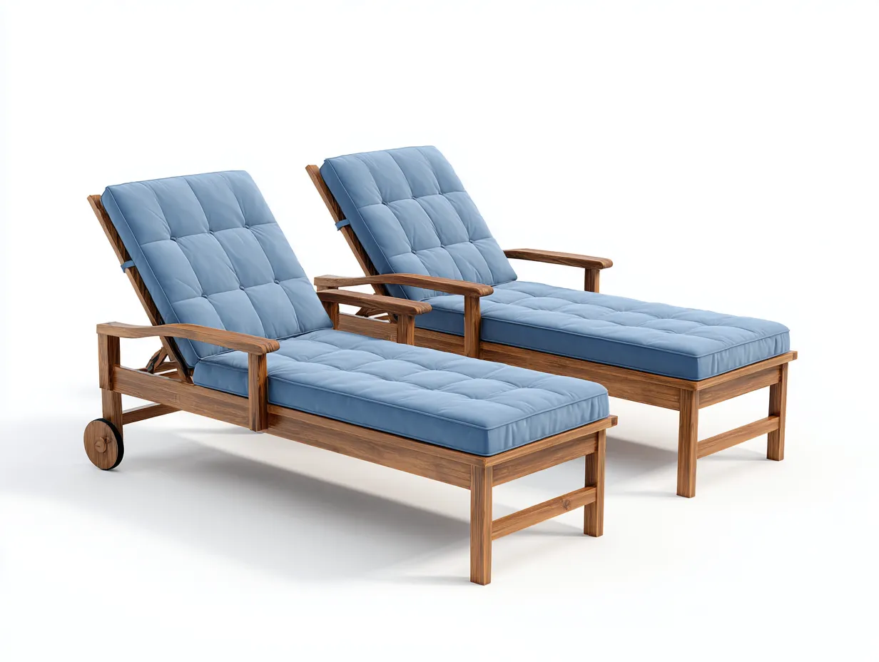 Bain de soleil en bois 200 x 70 x 35 cm - bleu et bois naturel - pour jardin - dossier réglable-Loftupshop