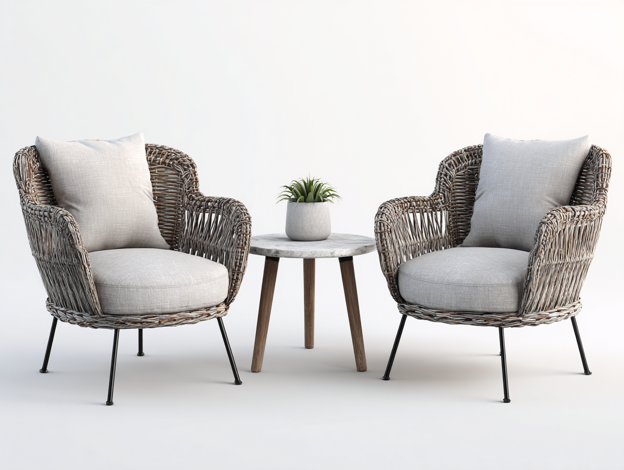 Salon de jardin pour extérieur en rotin synthétique et métal 112x62x80 cm - beige - marron - adapté à l'extérieur - style naturel contemporain-Loftupshop