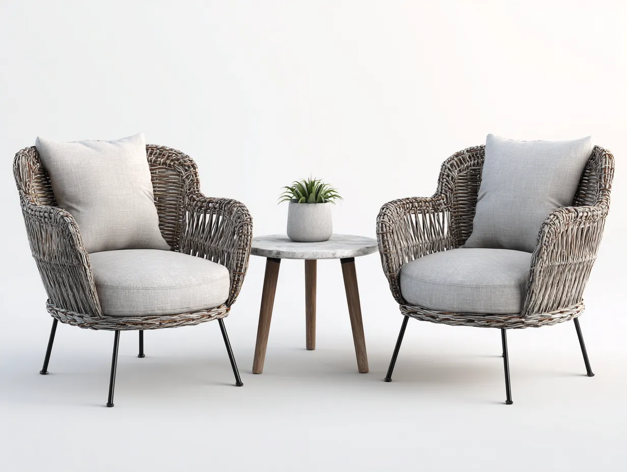 Salon de jardin pour extérieur en rotin synthétique et métal 112x62x80 cm - beige - marron - adapté à l'extérieur - style naturel contemporain-Loftupshop