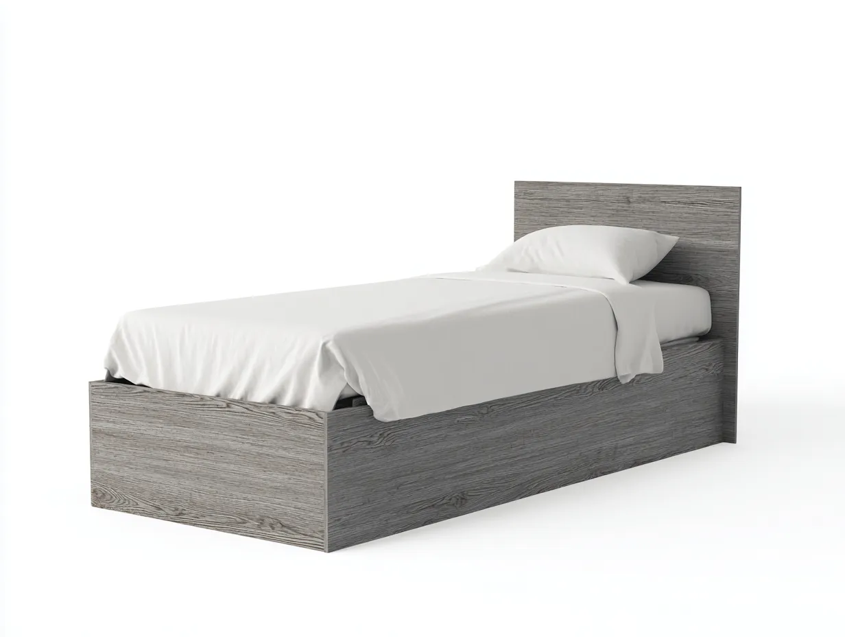 Lit simple avec rangement 200x90x85 cm - bois gris - design moderne pour chambre-Loftupshop
