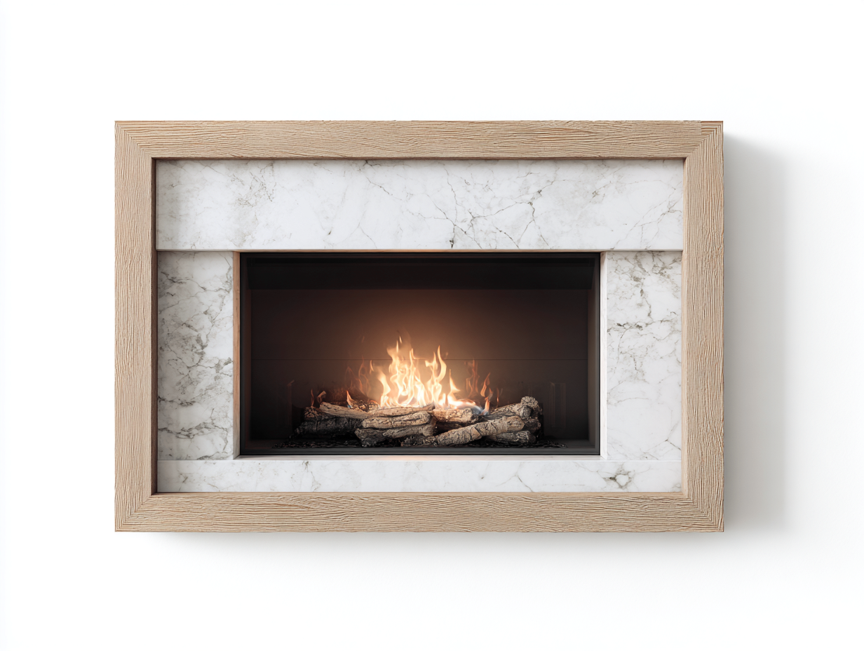 Cheminée électrique murale en bois et pierre 120x35x90 cm - beige - pour salon - effet flamme - style contemporain-Loftupshop