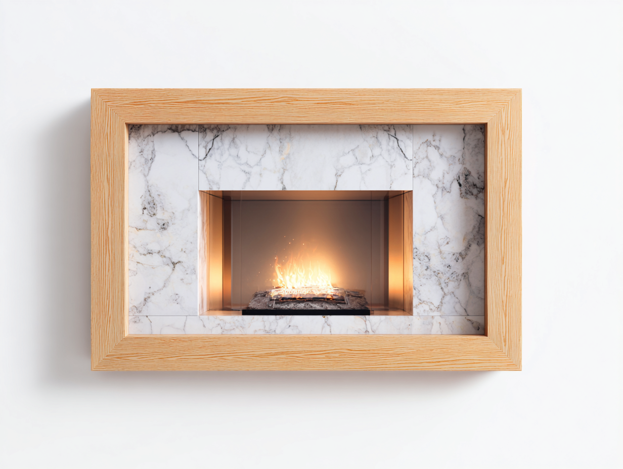 Cheminée électrique murale encastrable en bois et pierre 140x38x95 cm - beige - pour salon - effet flamme - style contemporain-Loftupshop