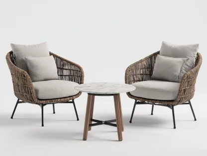 Salon de jardin pour terrasse en rotin synthétique métal 110x60x78 cm - beige - marron - adapté à l'extérieur - style bohème moderne-Loftupshop