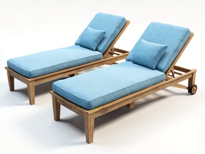 Bain de soleil en bois 200 x 70 x 35 cm - bleu et bois naturel - pour jardin - design contemporain-Loftupshop