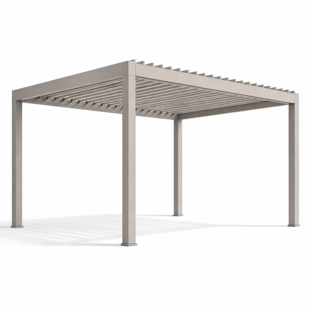 Pergola in alluminio con lamelle regolabili 300x300x250 cm aluminio beige-purecomfortnest