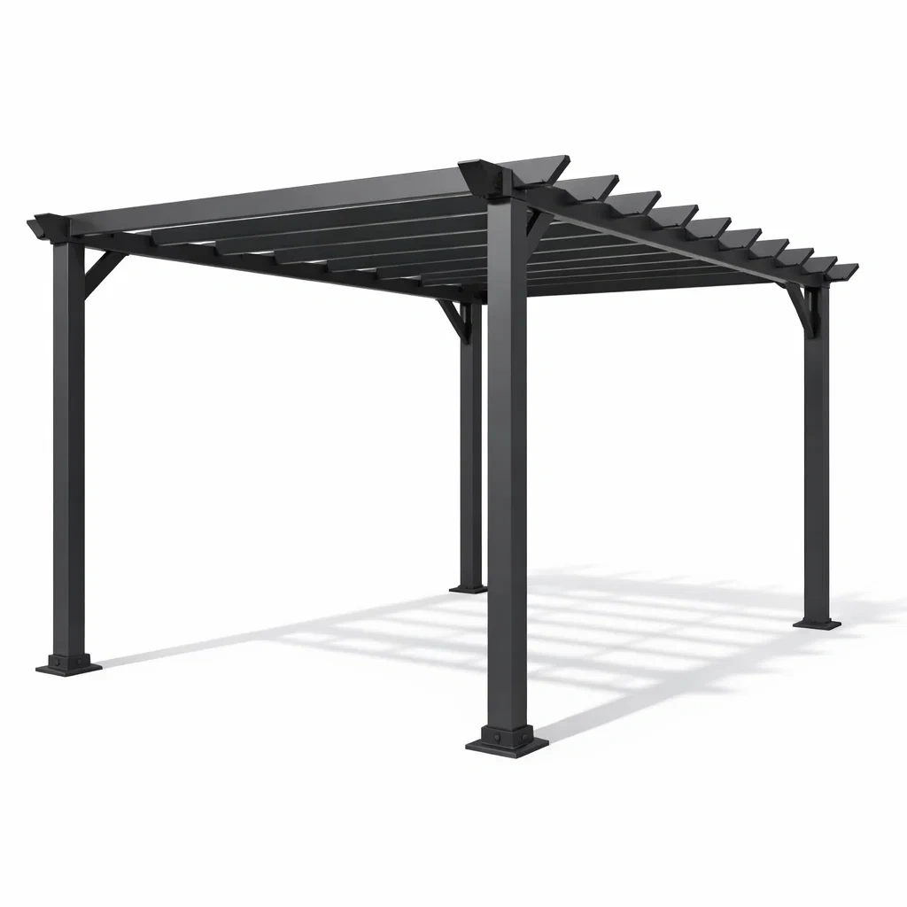 Pergola in alluminio grigio 300x300x250cm-purecomfortnest