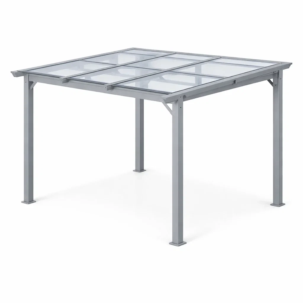 Pergola in alluminio con pannelli di policristallo 3x3m grigio-purecomfortnest