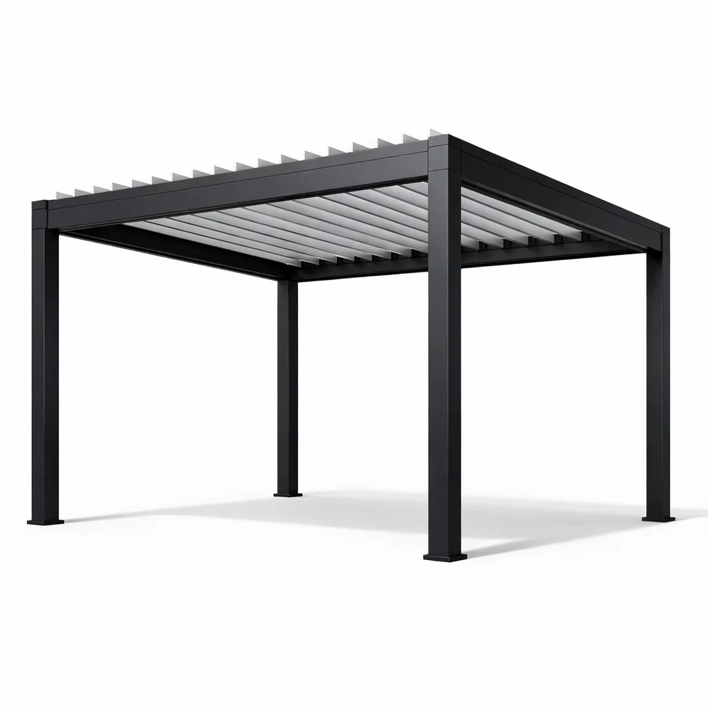 Pergola in alluminio con tetto lamellare regolabile 3x3 m-purecomfortnest