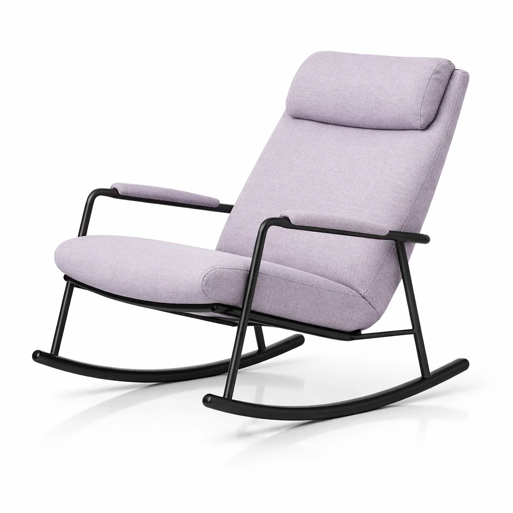 Sedia a dondolo in metallo e tessuto lilla-purecomfortnest