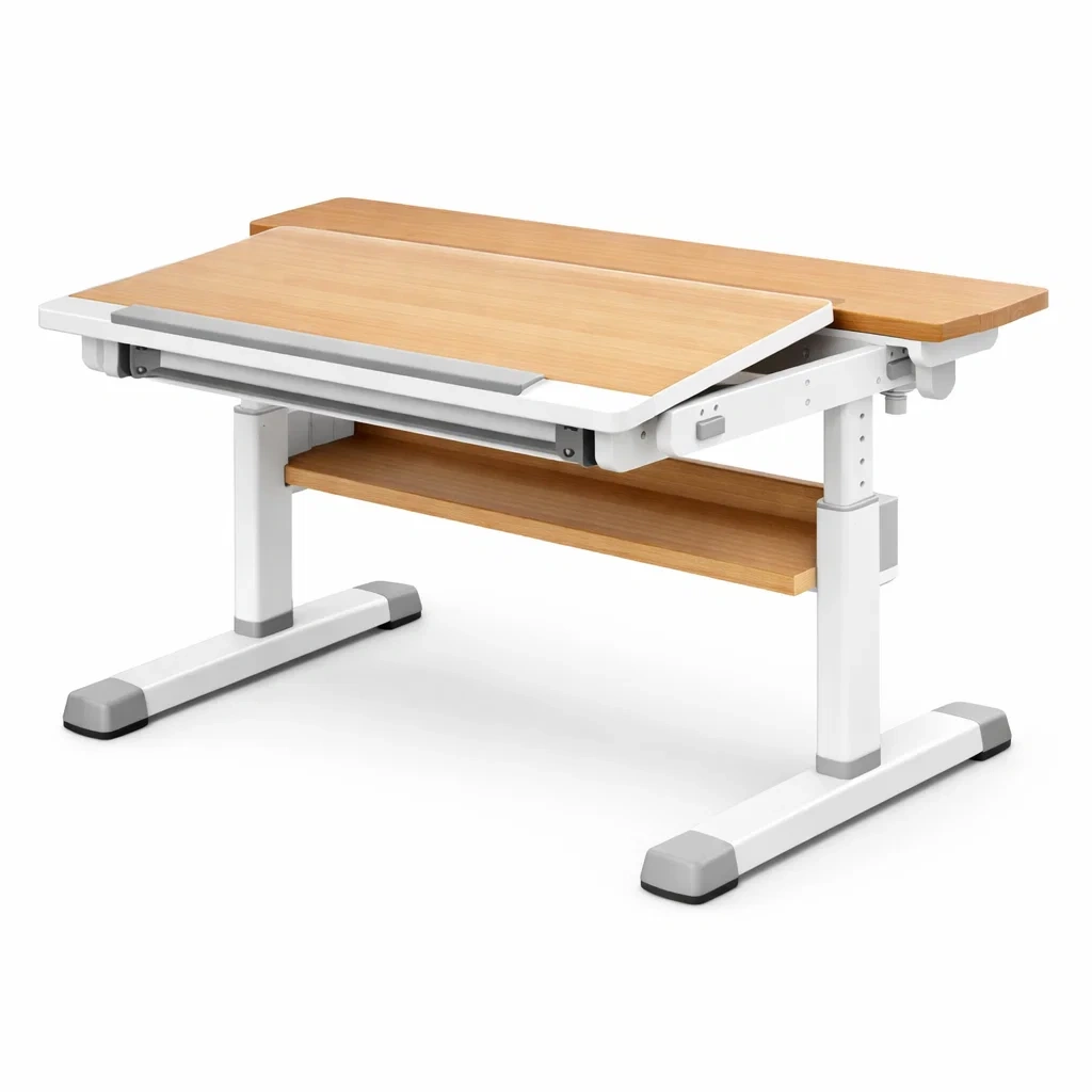 Scrivania inclinabile regolabile in legno e metallo 120x60x50-75cm-purecomfortnest