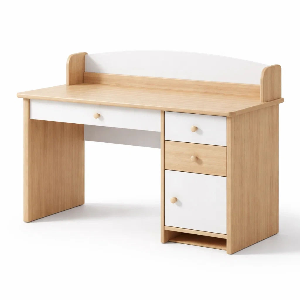 Scrivania per bambini in legno con cassetti bianco/naturale-purecomfortnest