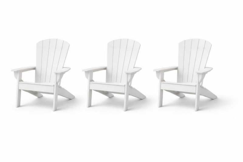 Set 3 Sedie Adirondack da Esterno in Polipropilene Bianco