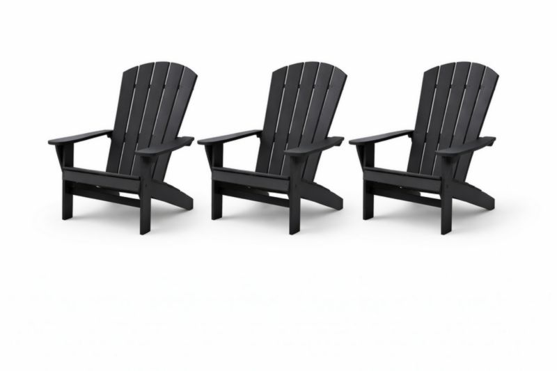Set di 3 Sedie Adirondack in Plastica Nero