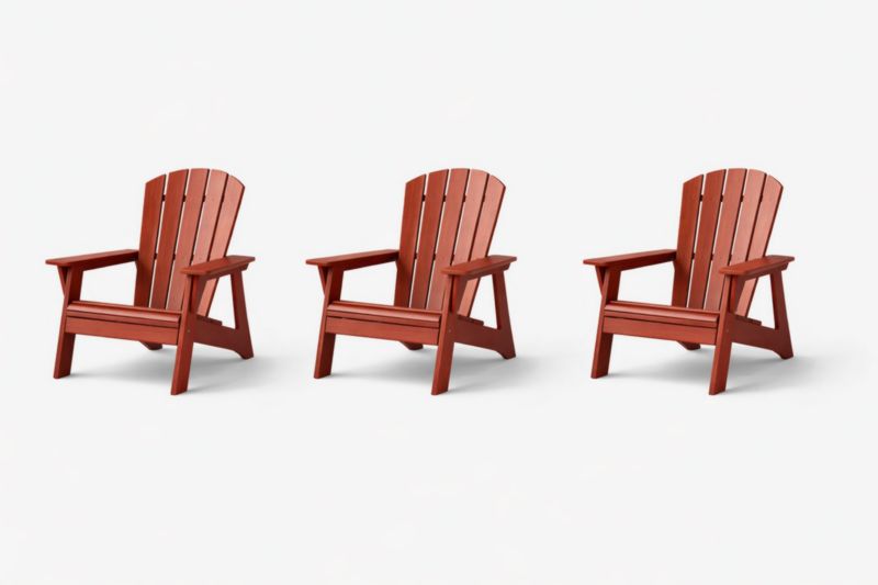 Set 3 Sedie Adirondack in Legno Rosso