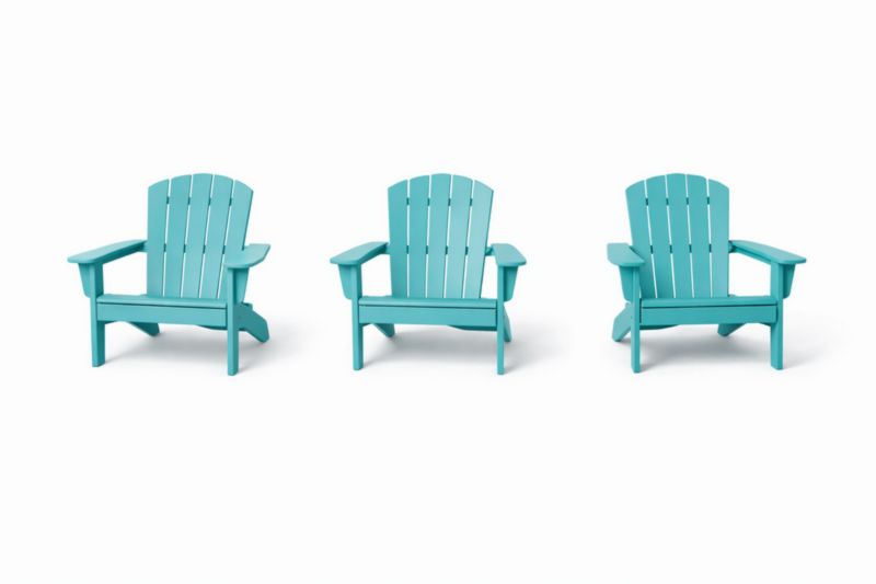 Set di 3 Sedie Adirondack in Plastica Blu Acqua per Esterni