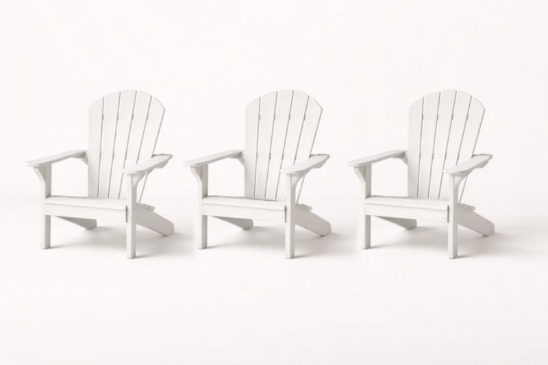 Set di 3 Sedie Adirondack in Legno Bianca per Esterni