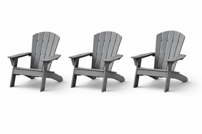 Set di 3 Sedie Adirondack in Plastica Grigio