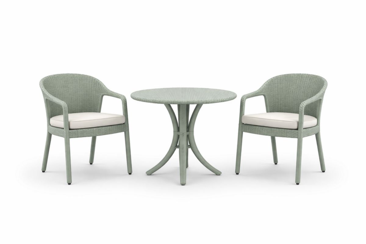 Set da Giardino Tavolo Rotondo e 2 Sedie in Fibra Sintetica Verde