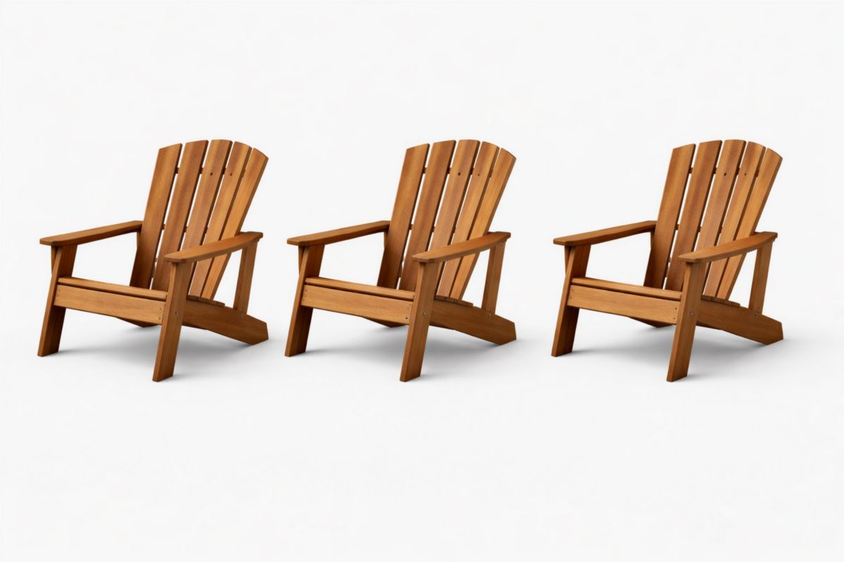 Set di 3 Sedie Adirondack in Legno di Acacia per Esterni