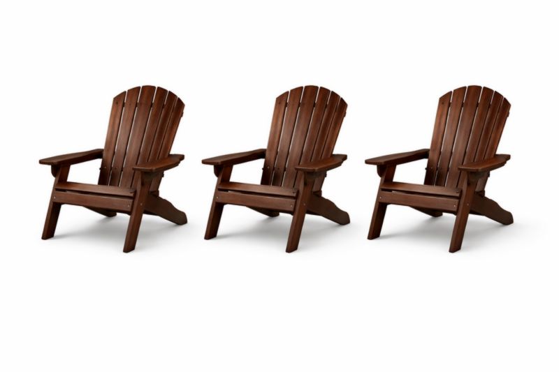 Set di 3 Sedie Adirondack in Legno di Acacia Marrone per Esterni