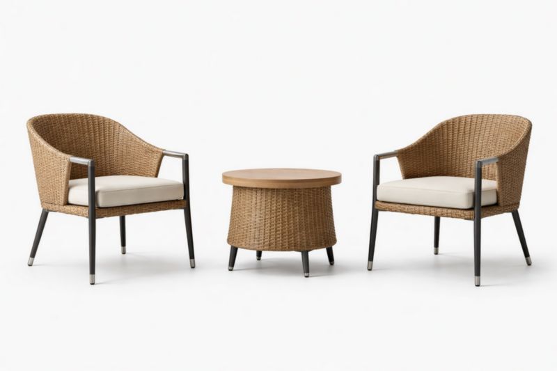 Set da giardino in rattan sintetico con poltroncine e tavolo