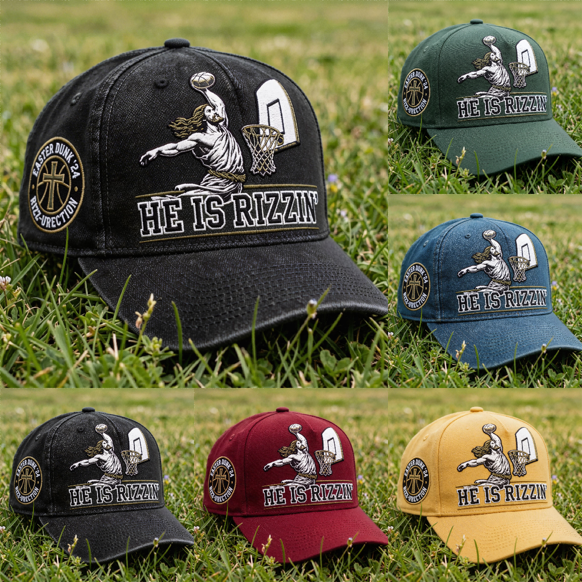 🏆Early Easter 60% OFF - He Is Rizzin' Faith Basketball Cap 🧢✝️🏀