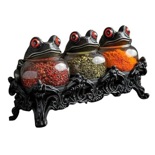 🧙Last Day 49% Off🐸Handcrafted Witchy Frog Apothecary Spice Jars