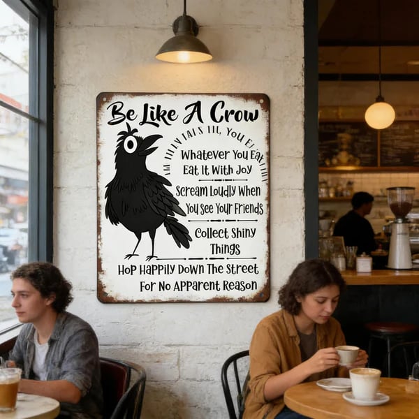 🔥HOT SALE 49% OFF🐦‍⬛Be Like A Crow Vintage Metal Sign – Funny Positive Wall Art✨