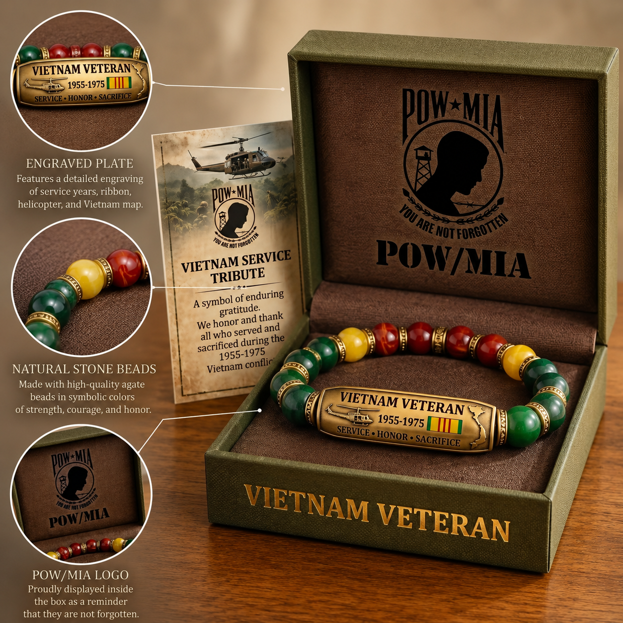 🏆Last Day Promo: 49% OFF 🎖️-Vietnam Veteran Tribute Beaded Bracelet with Giftbox