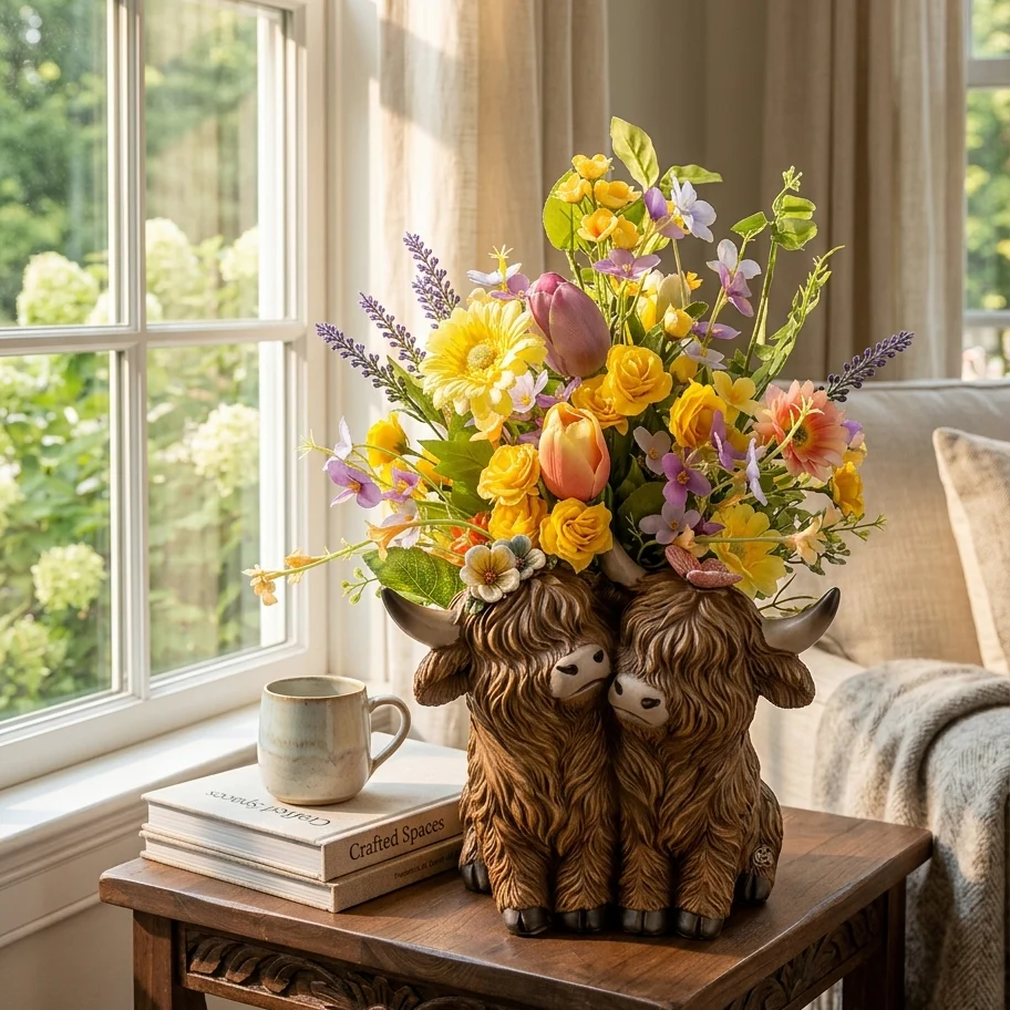 Highland Cow Planter: Rustic Charm Meets Farmhouse Joy🔥