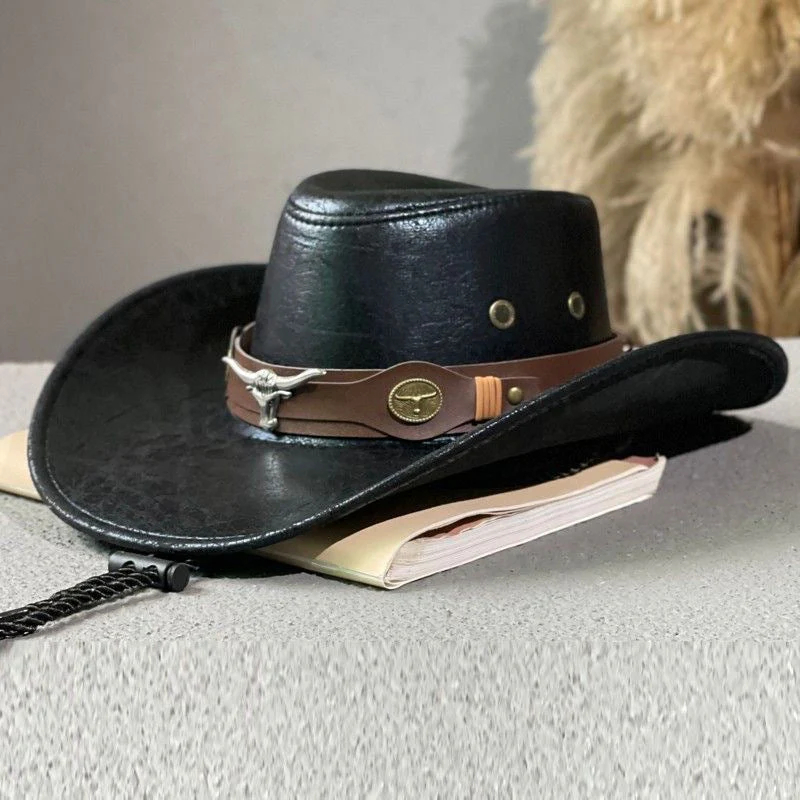 🔥Ranch Hand Authentic Full-Grain Leather Cowboy Hat – Shapeable Brim & Weather-Resistant